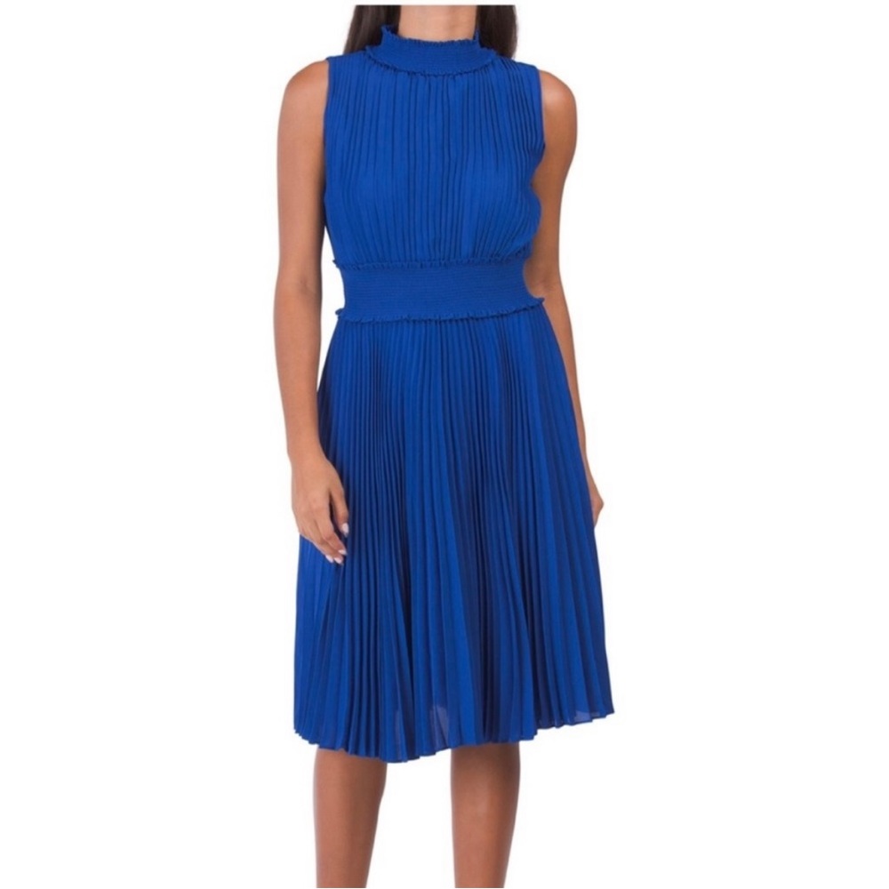 NANETTE LEPORE ACCORDION PLEAT SMOCKED WAIST DRESS BLUE (size 4)